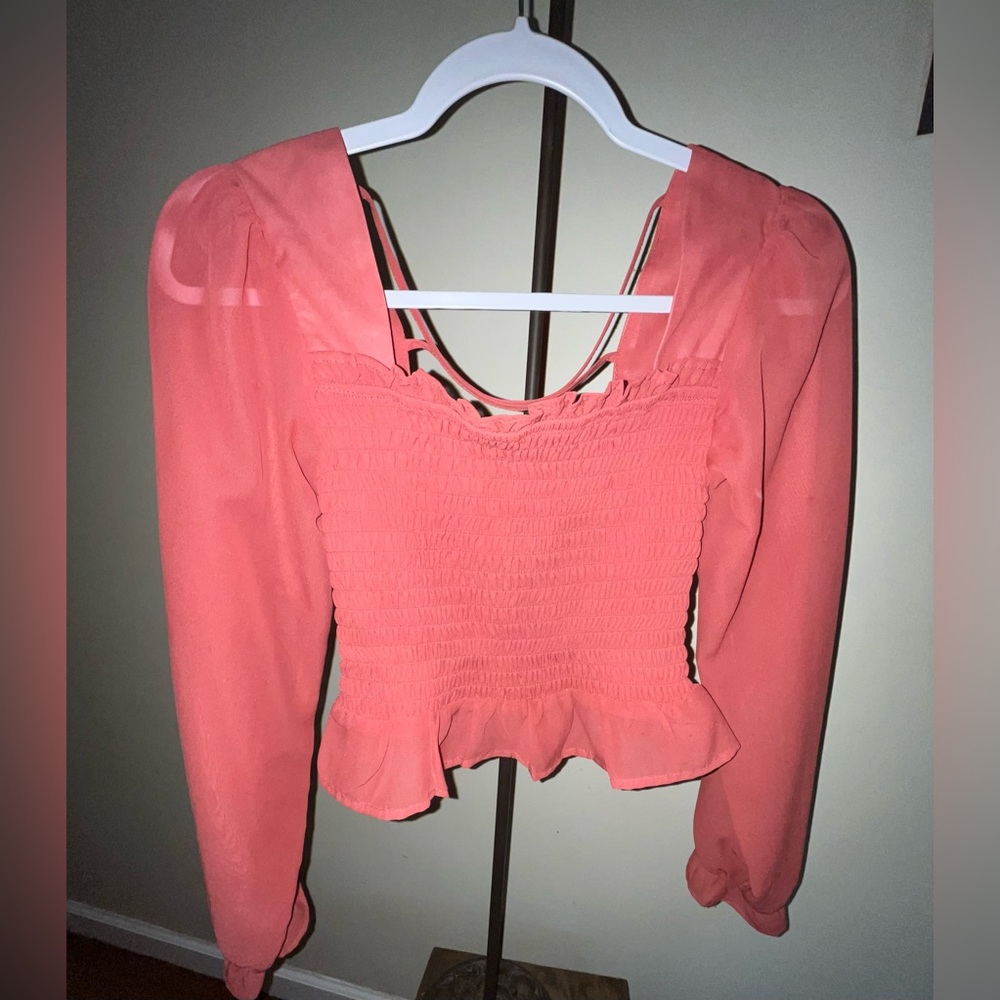 Chance or Fate Pink Smocked Peplum Blouse